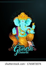 illustration of Lord Ganpati on Ganesh Chaturthi  with background