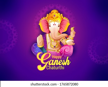 illustration of Lord Ganpati on Ganesh Chaturthi  with background