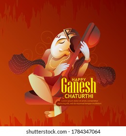  illustration of Lord Ganpati on Ganesh Chaturthi background