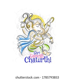 illustration of Lord Ganpati on Ganesh Chaturthi background