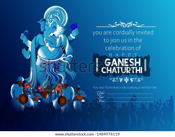 Illustration Lord Ganpati On Ganesh Chaturthi Stock Vector (Royalty ...