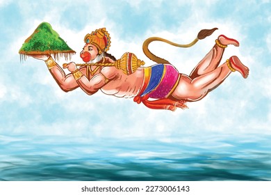 Illustration of lord hanuman for hanuman jayanti festival card background