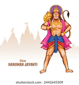 	
Ilustración de lord hanuman para hanuman jayanti festival tarjeta de fondo