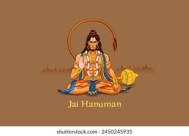 illustration of Lord Hanuman for Hanuman Jayanti Janmotsav celebration background for religious holiday of India