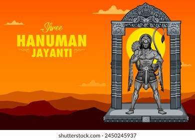 illustration of Lord Hanuman for Hanuman Jayanti Janmotsav celebration background for religious holiday of India