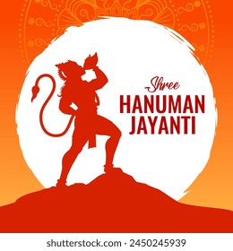 illustration of Lord Hanuman for Hanuman Jayanti Janmotsav celebration background for religious holiday of India