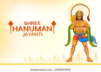 illustration of Lord Hanuman for Hanuman Jayanti Janmotsav celebration background for religious holiday of India