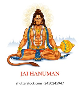 illustration of Lord Hanuman for Hanuman Jayanti Janmotsav celebration background for religious holiday of India