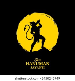 illustration of Lord Hanuman for Hanuman Jayanti Janmotsav celebration background for religious holiday of India