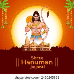 illustration of Lord Hanuman for Hanuman Jayanti Janmotsav celebration background for religious holiday of India