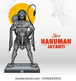 illustration of Lord Hanuman for Hanuman Jayanti Janmotsav celebration background for religious holiday of India