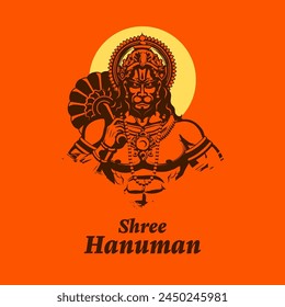 illustration of Lord Hanuman for Hanuman Jayanti Janmotsav celebration background for religious holiday of India