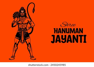 illustration of Lord Hanuman for Hanuman Jayanti Janmotsav celebration background for religious holiday of India