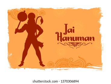 illustration of Lord Hanuman on abstract background for Hanuman Jayanti festival of India