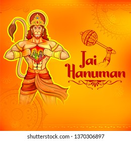 illustration of Lord Hanuman on abstract background for Hanuman Jayanti festival of India