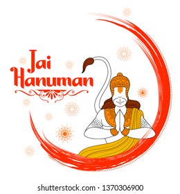 illustration of Lord Hanuman on abstract background for Hanuman Jayanti festival of India