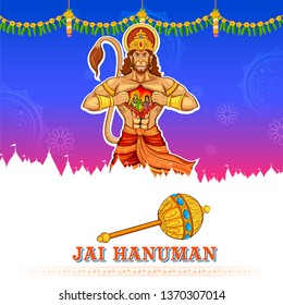 illustration of Lord Hanuman on abstract background for Hanuman Jayanti festival of India illustration of Lord Hanuman on abstract background for Hanuman Jayanti festival of India