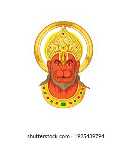 Illustration of Lord Hanuman on abstract background for Hanuman Jayanti festival of India with hindi text shri ram 