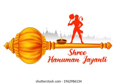 illustration of Lord Hanuman on abstract background for Hanuman Jayanti festival of India