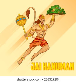 illustration of Lord Hanuman on abstract background