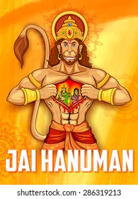 illustration of Lord Hanuman on abstract background