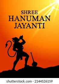 illustration of Lord Hanuman on religious background for Hanuman Jayanti festival of India