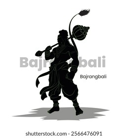 An illustration of Lord hanuman, Vector silhouette of Bajrangbali, Hindu religion God vector Silhouette