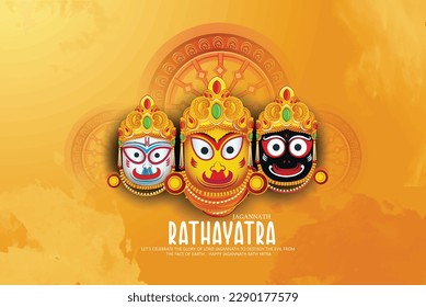 illustration of Lord Jagannath, Balabhadra and Subhadra on annual Rathayatra in Odisha festival