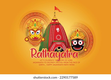 illustration of Lord Jagannath, Balabhadra and Subhadra on annual Rathayatra in Odisha festival