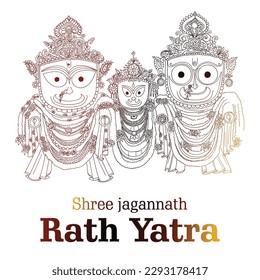 Illustration of Lord Jagannath, Balabhadra and Subhadra on annual Rathayatra in Odisha festival Background