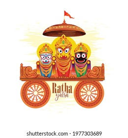 illustration of  Lord Jagannath  Rath Yatra  festival Holiday background celebrated in Odisha, India