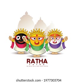 illustration of  Lord Jagannath  Rath Yatra  festival Holiday background celebrated in Odisha, India