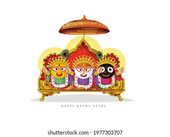 illustration of  Lord Jagannath  Rath Yatra  festival Holiday background celebrated in Odisha, India