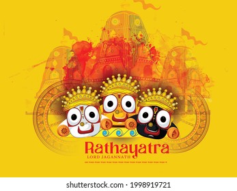 illustration of Lord Jagannath, Rathayatra in Odisha festival background