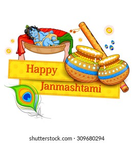 illustration of Lord Krishana in Happy Janmashtami