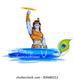 illustration of Lord Krishana in Happy Janmashtami