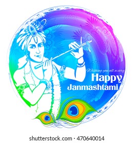 illustration of Lord Krishana in Happy Janmashtami