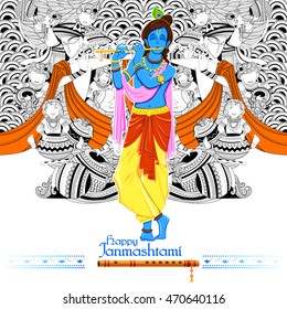 illustration of Lord Krishana in Happy Janmashtami