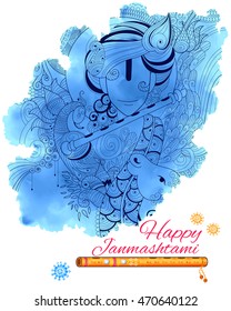 illustration of Lord Krishana in Happy Janmashtami