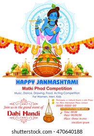 illustration of Lord Krishana in Happy Janmashtami