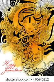 illustration of Lord Krishana in Happy Janmashtami