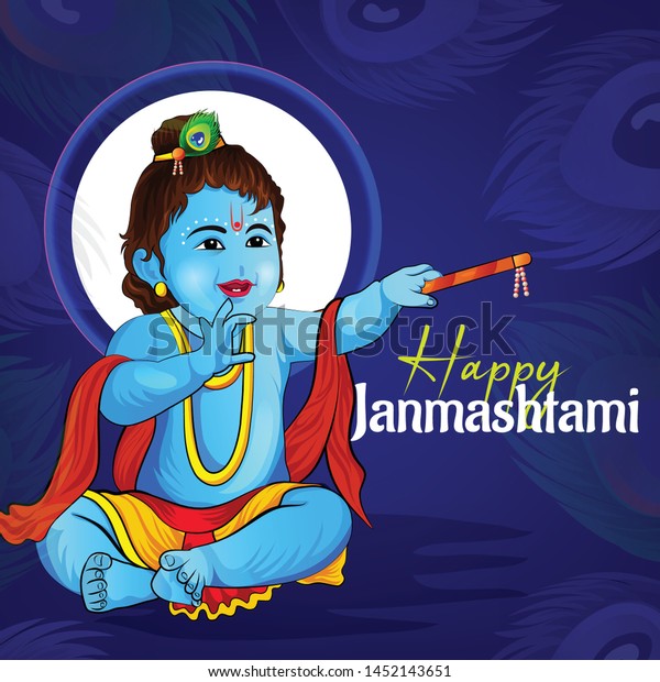 Illustration Lord Krishn Happy Janmashtami Festival Stock Vector 