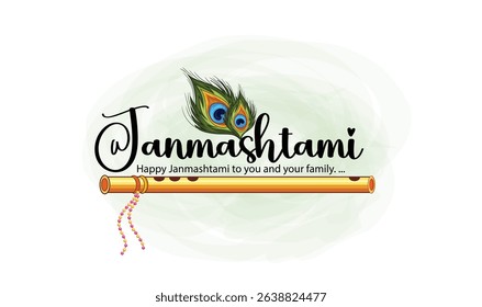 Illustration of Lord Krishna with Flute Celebrating Janmashtami Festival