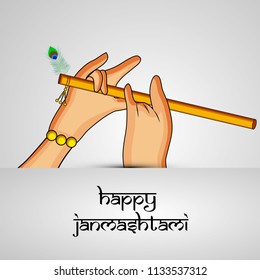 Illustration of Lord Krishna Hand with Flute for the occasion of Hindu religion Festival Janmashtami