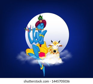 illustration of Lord Krishna in Happy Janmashtami festival of India