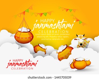 illustration of Lord Krishna in Happy Janmashtami festival of India