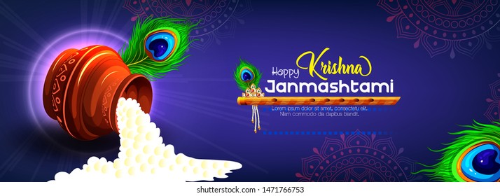 ilustração do Senhor Krishna no fundo feliz do festival Janmashtami da Índia, bebê krishna