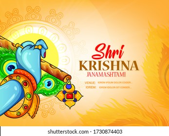 illustration of Lord Krishna in Happy Janmashtami festival of India