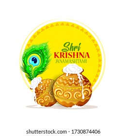illustration of Lord Krishna in Happy Janmashtami festival of India