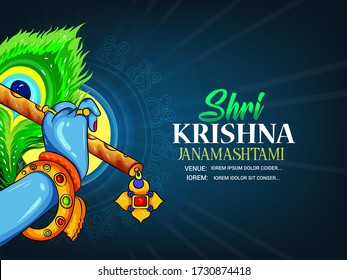 illustration of Lord Krishna in Happy Janmashtami festival of India